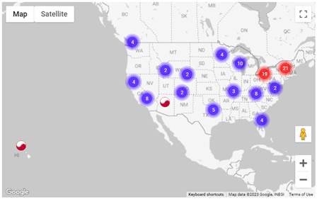 map of kidney transplant centers offering remote donation