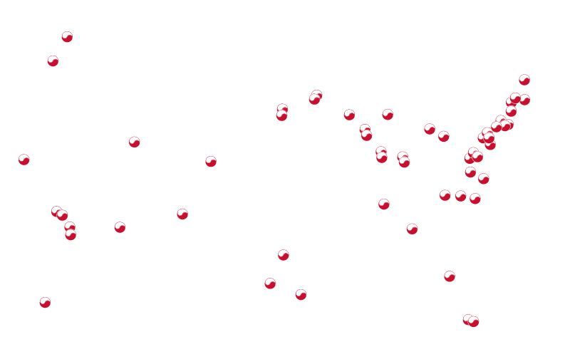 A map of all the NKR centers across the US.